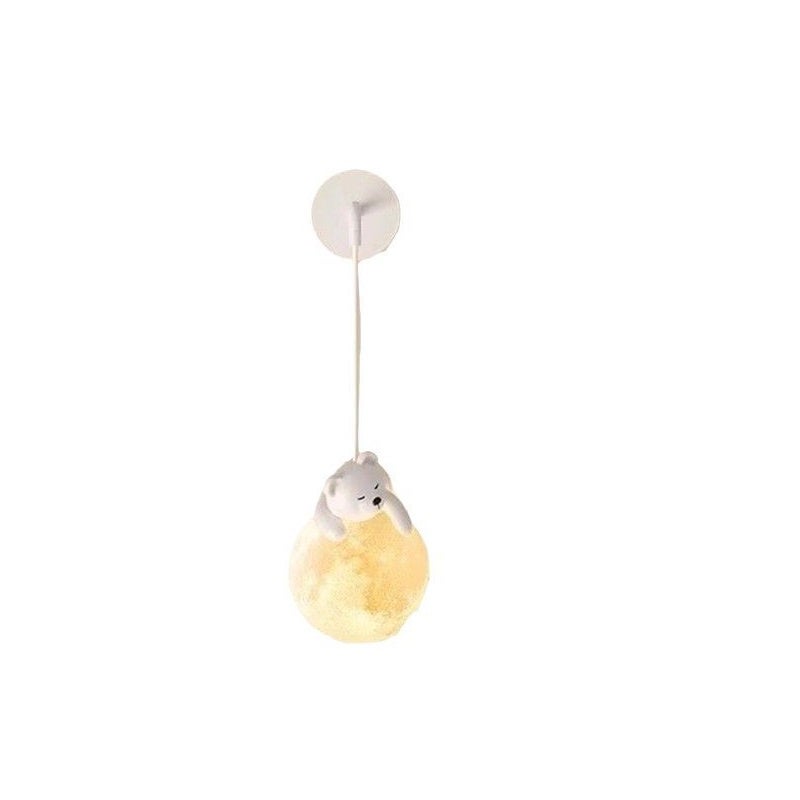 Applique Murale Enfant Lune 3D - Lampe Chevet Animaux Lapin Panda Ours, Intensité Variable