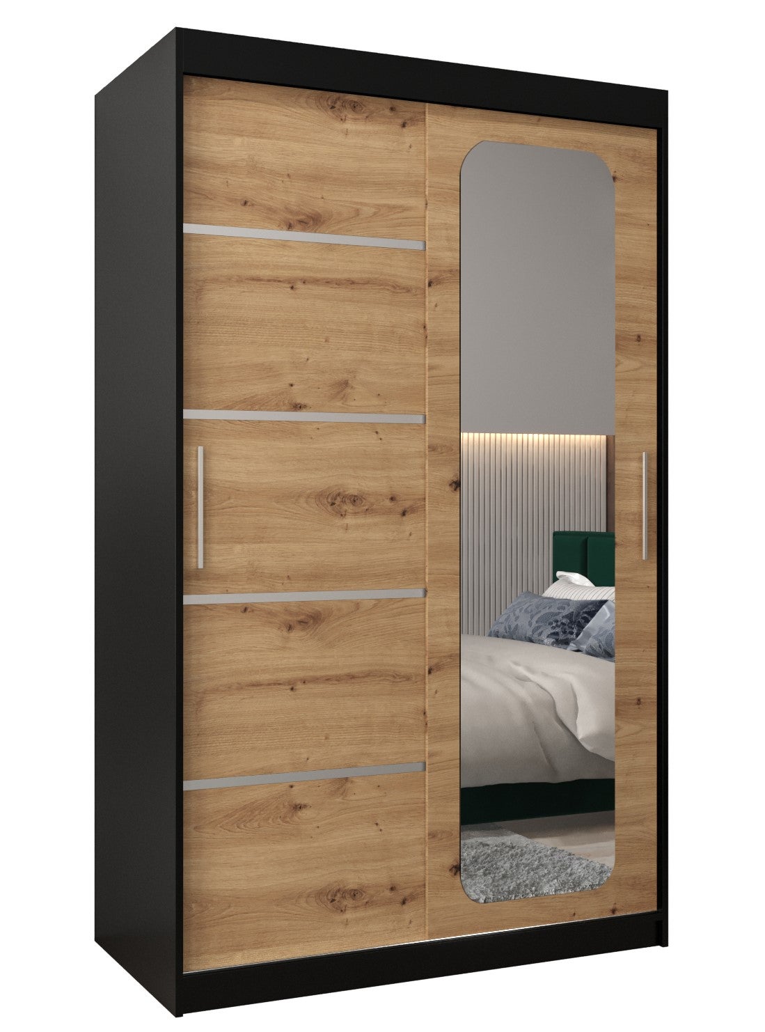 Szafa przesuwna garderoba PROMO V2 120 x 62 x 200 cm Czarny + Artisan - Abiks Meble