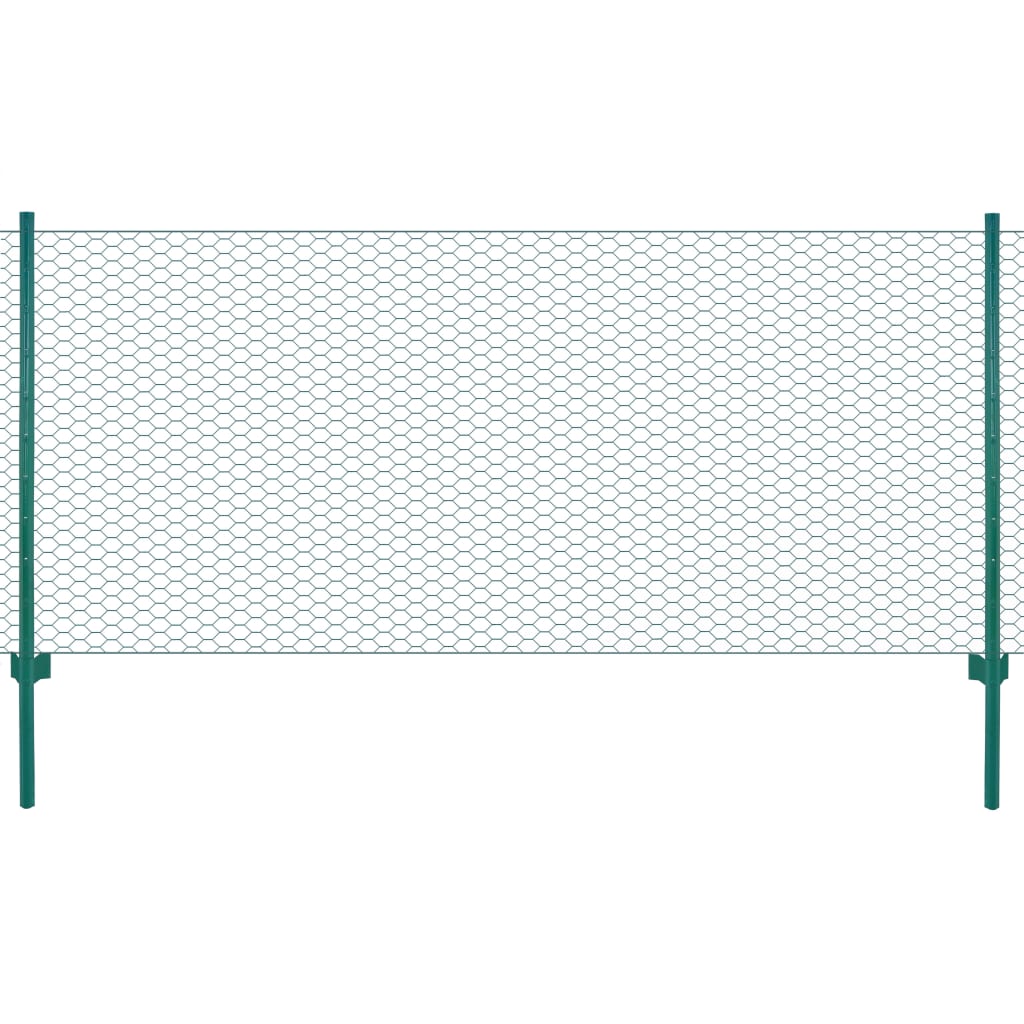Clôture en grillage métallique avec poteaux Acier 25x1 m Vert vidaXL ...