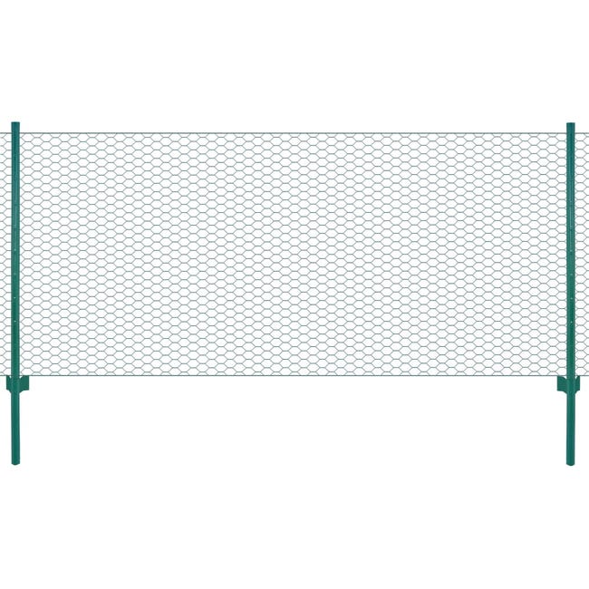 Clôture en grillage métallique avec poteaux Acier 25x1 m Vert | Leroy ...