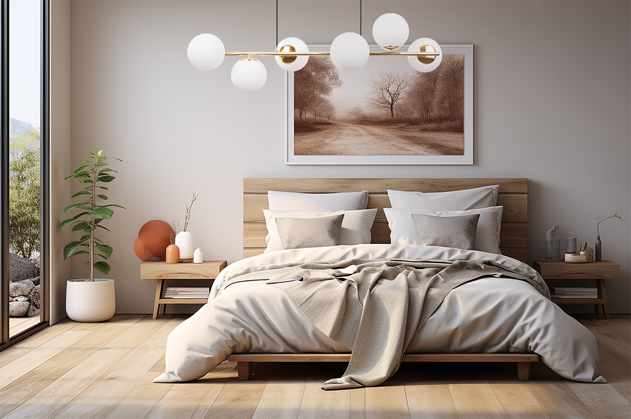 Lampa sufitowa wisząca Siena modern 6xE14 abażur kula złota/biała Light Home LH - 3