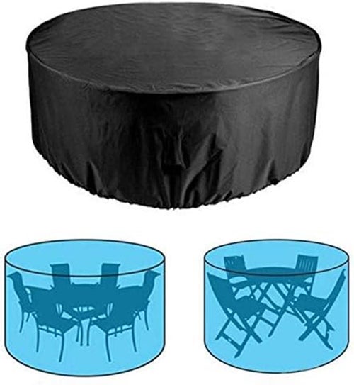 Housse de protection d'extérieur 185×95cm,Housse de Table de Jardin Ronde étanche et résistante,noir - 4