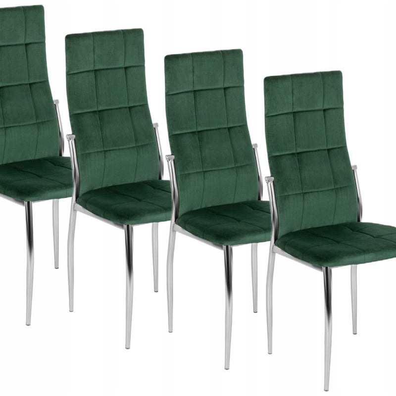 Zestaw 4 Krzeseł Kuchennych Tapicerowanych Welurowych Komplet Zielone Molly