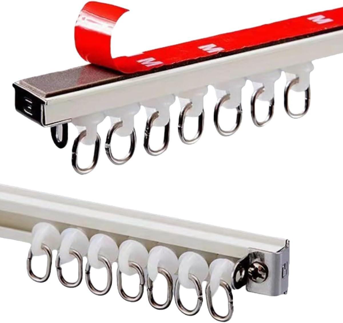 Rail Rideau Courbable Rail De Plafond en Aluminium pour Rideaux Tringle À Rideau Adhésive ...