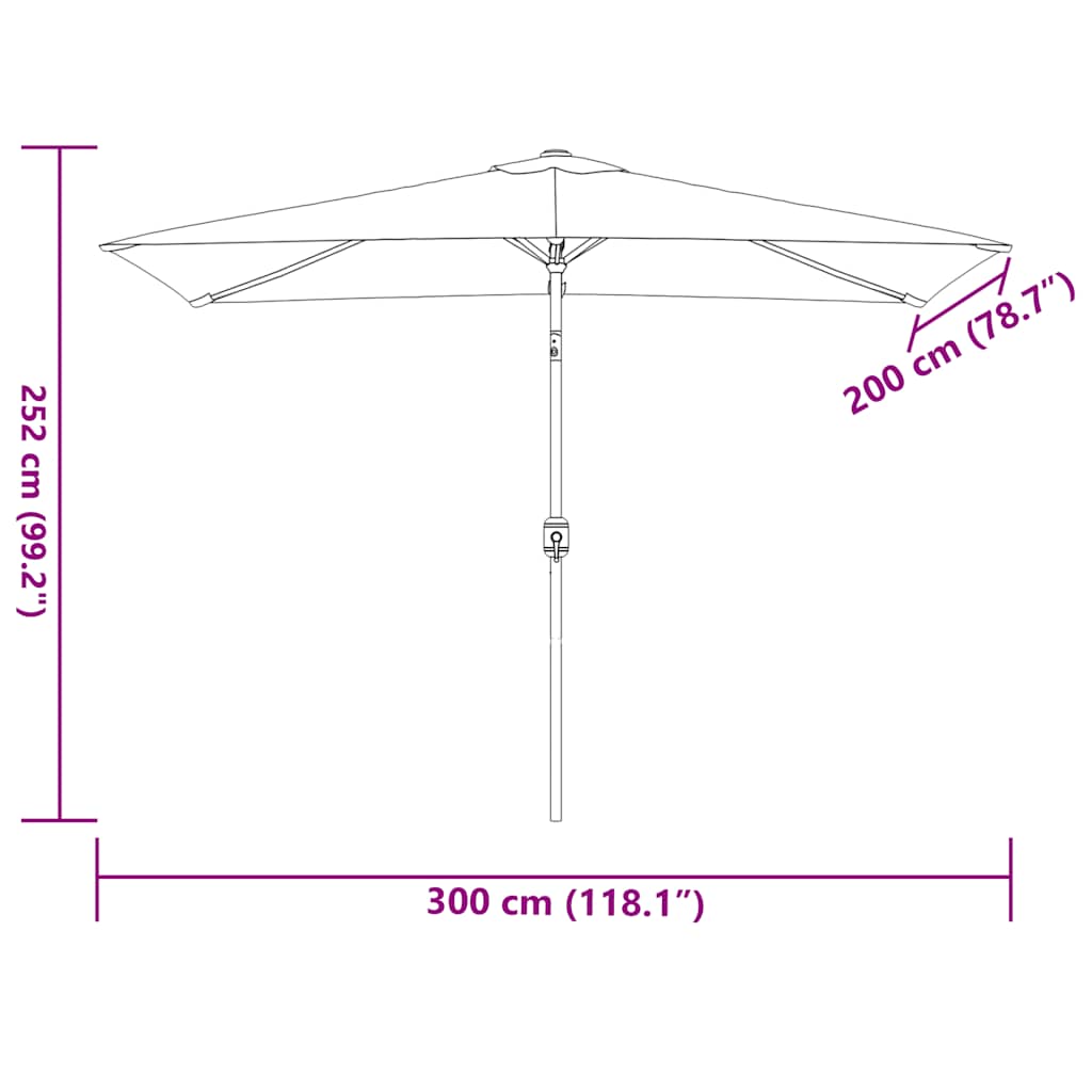 vidaXL Parasol d'extérieur avec mât en métal 300x200 cm terre cuite - 7