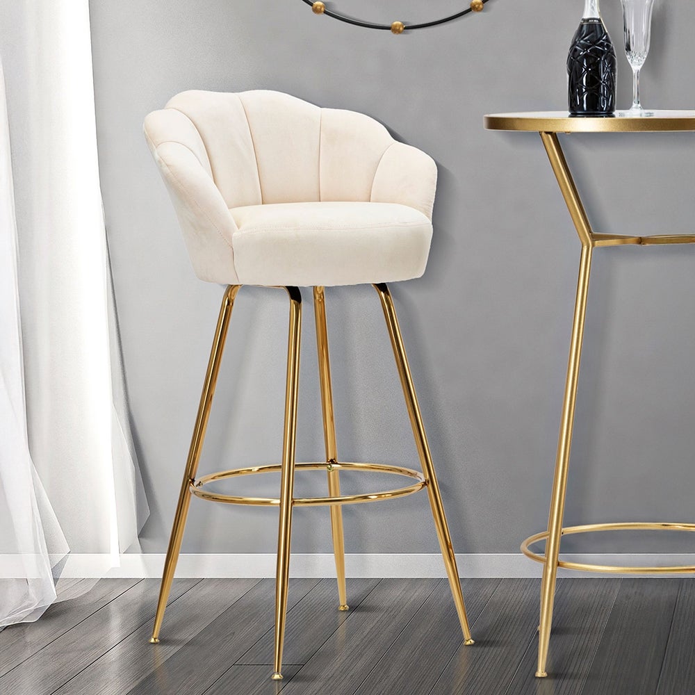 Taburete de bar cocina con respaldo floral patas doradas h90cm Vienna - 2