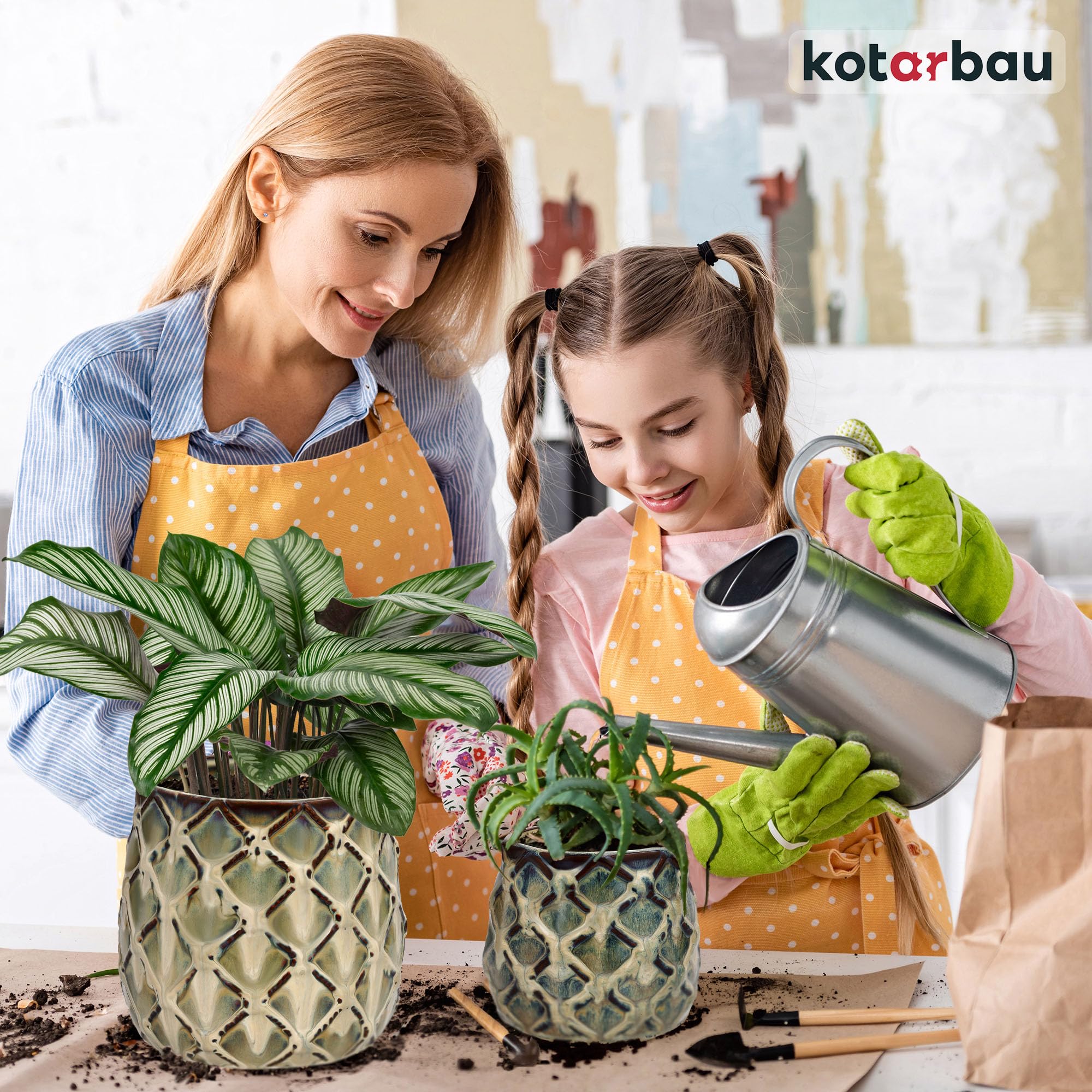 2x doniczka ananas donica osłonka ceramiczna fi 145 ceramika ozdoba kwiaty - KOTARBAU - 7