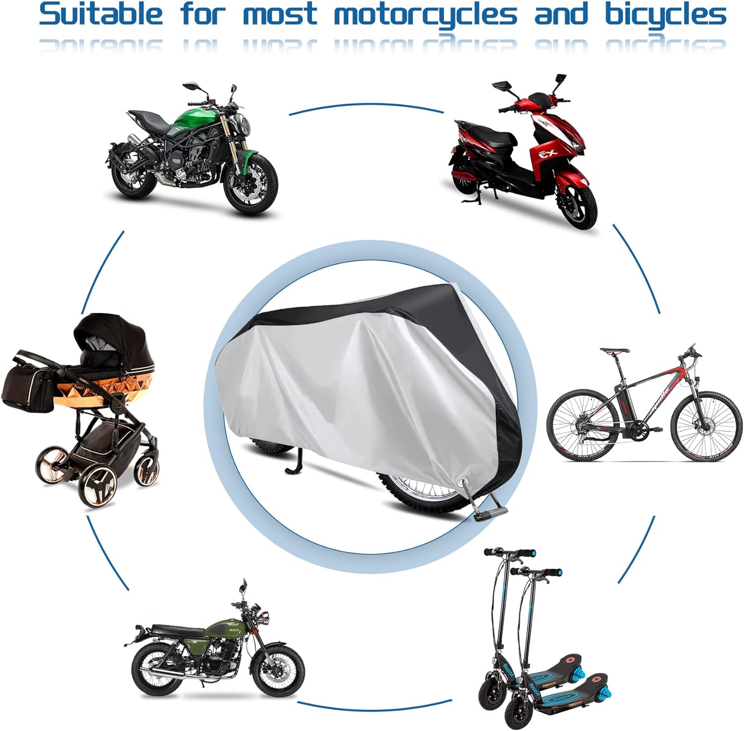 Housse Vélo Imperméable 210D Oxford – 200x70x110 Cm, Anti-UV, Trou De Verrouillage, Sac De Transport Inclus