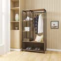 Portemanteau WOLTU Avec Compartiments De Rangement - Bois Chêne Clair Et Métal Pour Chambre