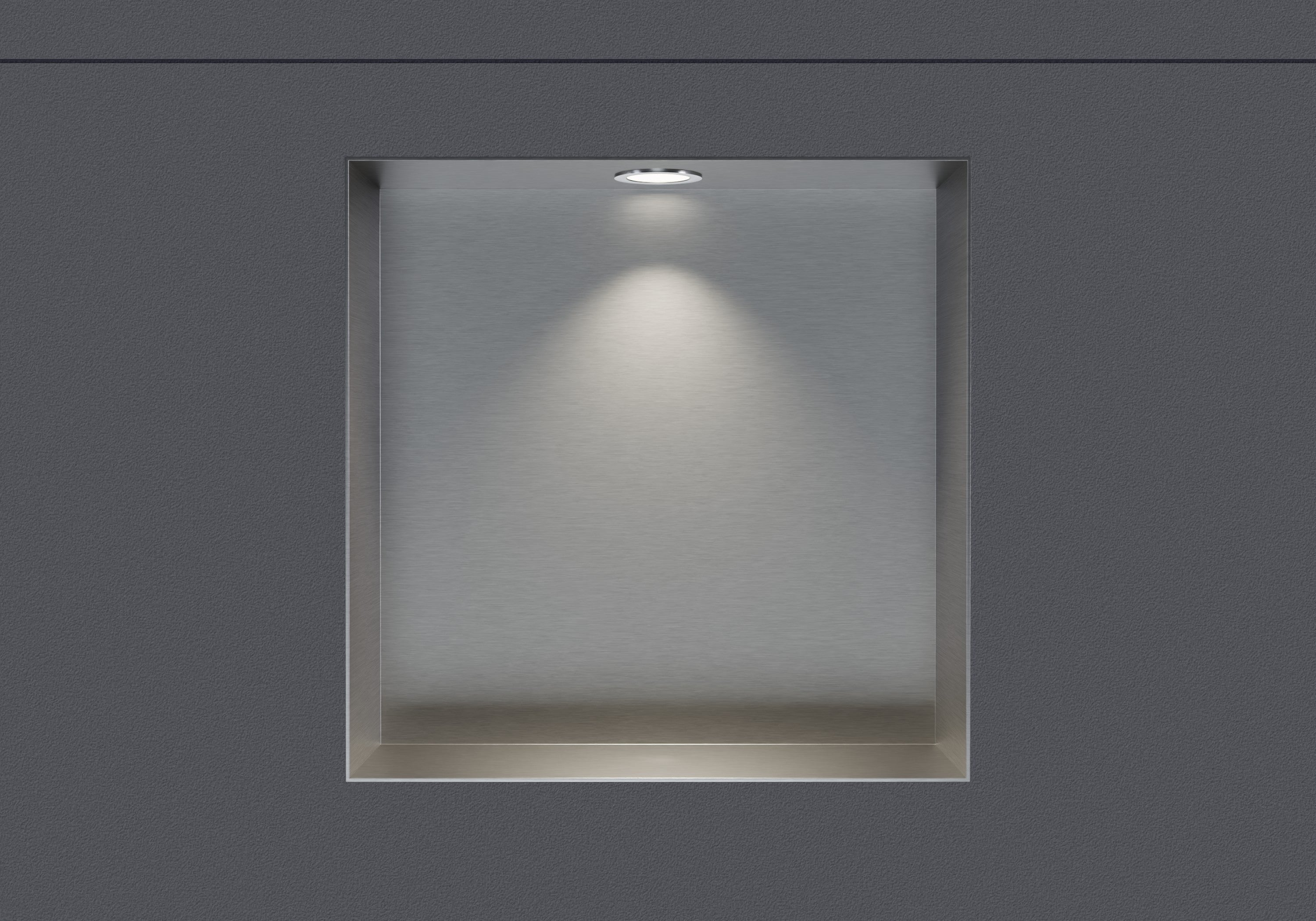 Bernstein - cabina de ducha de acero inoxidable con led, repisa de ducha empotrada - 20x30x10cm (alxanxpr) - acero cepillado, 1x foco cromado