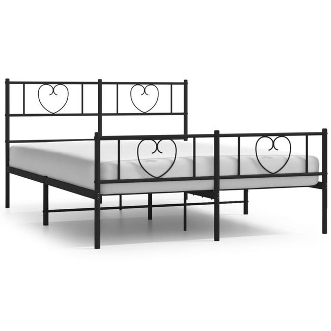 Letto matrimoniale con Testiera e Pediera Metallo Nero 193x203 cm CFW836227 Letto matrimoniale con Testiera e Pediera Metallo Nero 193x203 cm CFW836227