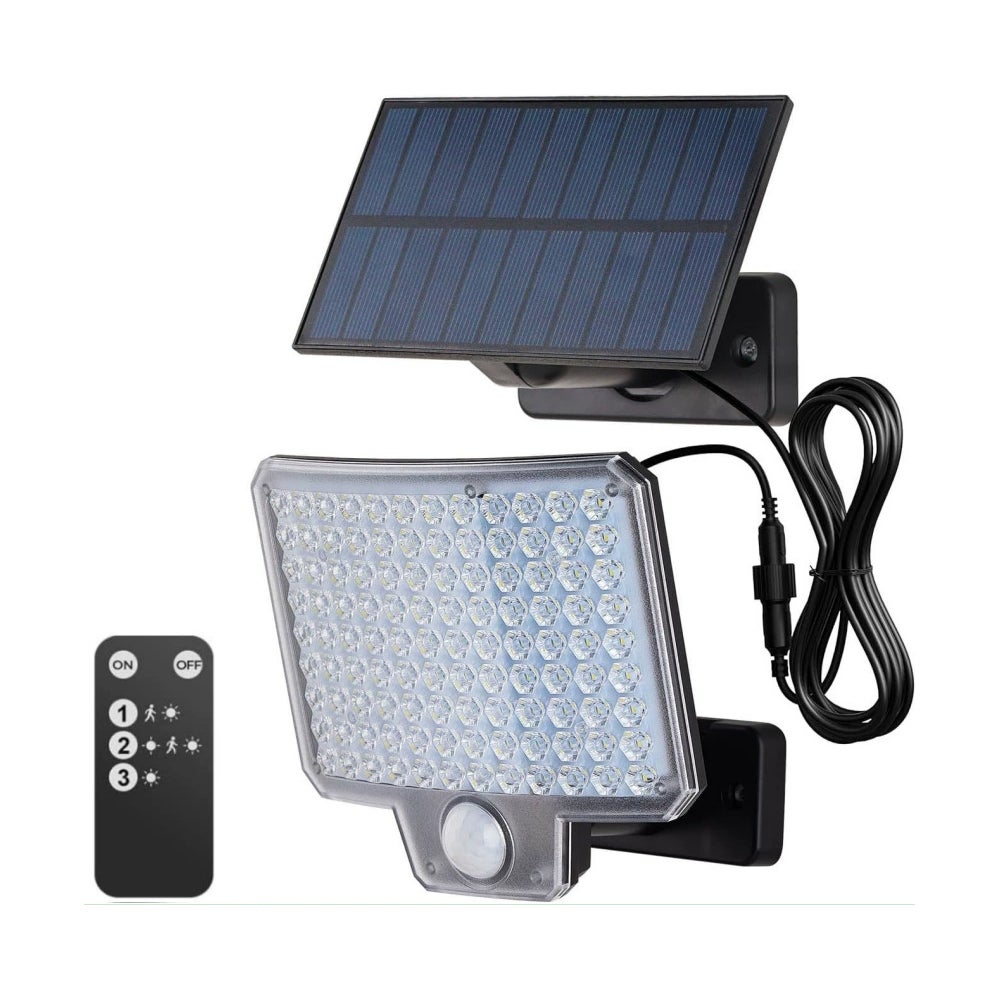 Zewnętrzne lampy solarne z czujnikiem ruchu, 3 trybami i pilotem, wodoodporne, ogrodowe lampy solarne