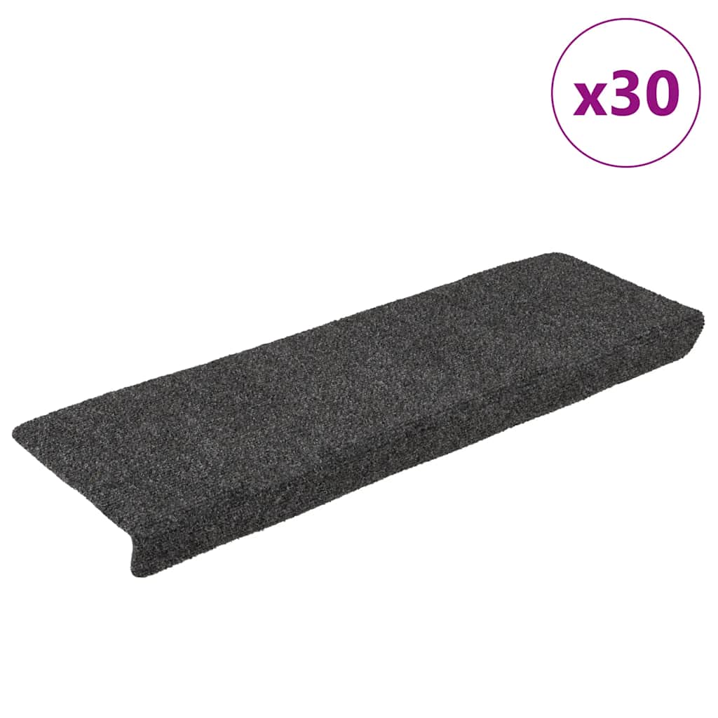 Tapis d'escalier autocollant 30 pcs | Paillasson d'escalier | Tapis de marche anthracite 65x21x4 cm CFW989377 - 2