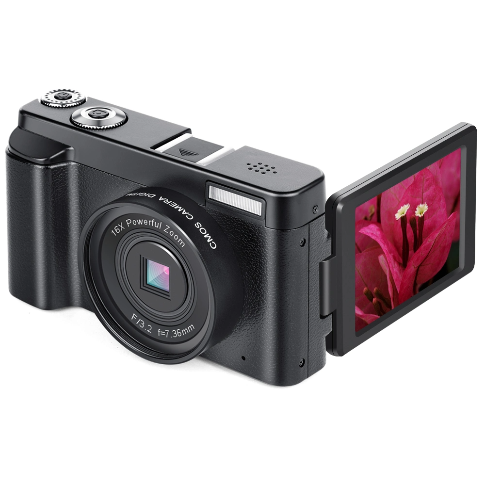Fotocamera Digitale 4K per Fotografia, 4K 48 MP, Zoom Digitale 16x, Fotocamera Digitale a Messa A Fuoco Automatica con Display Pieghevole da 3 Pollici a 180 Gradi