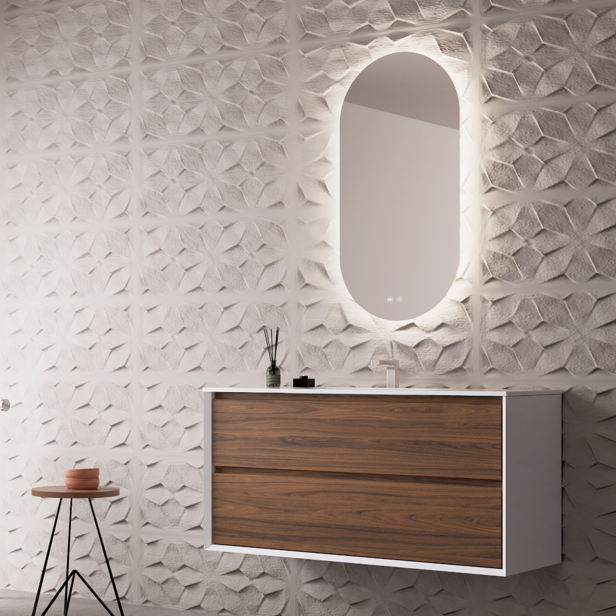 Miroir salle de bains LED rétroéclairé L50 x H90 cm – fonctions On/Off et anti-buée – PALMA SANIZÉO - 4