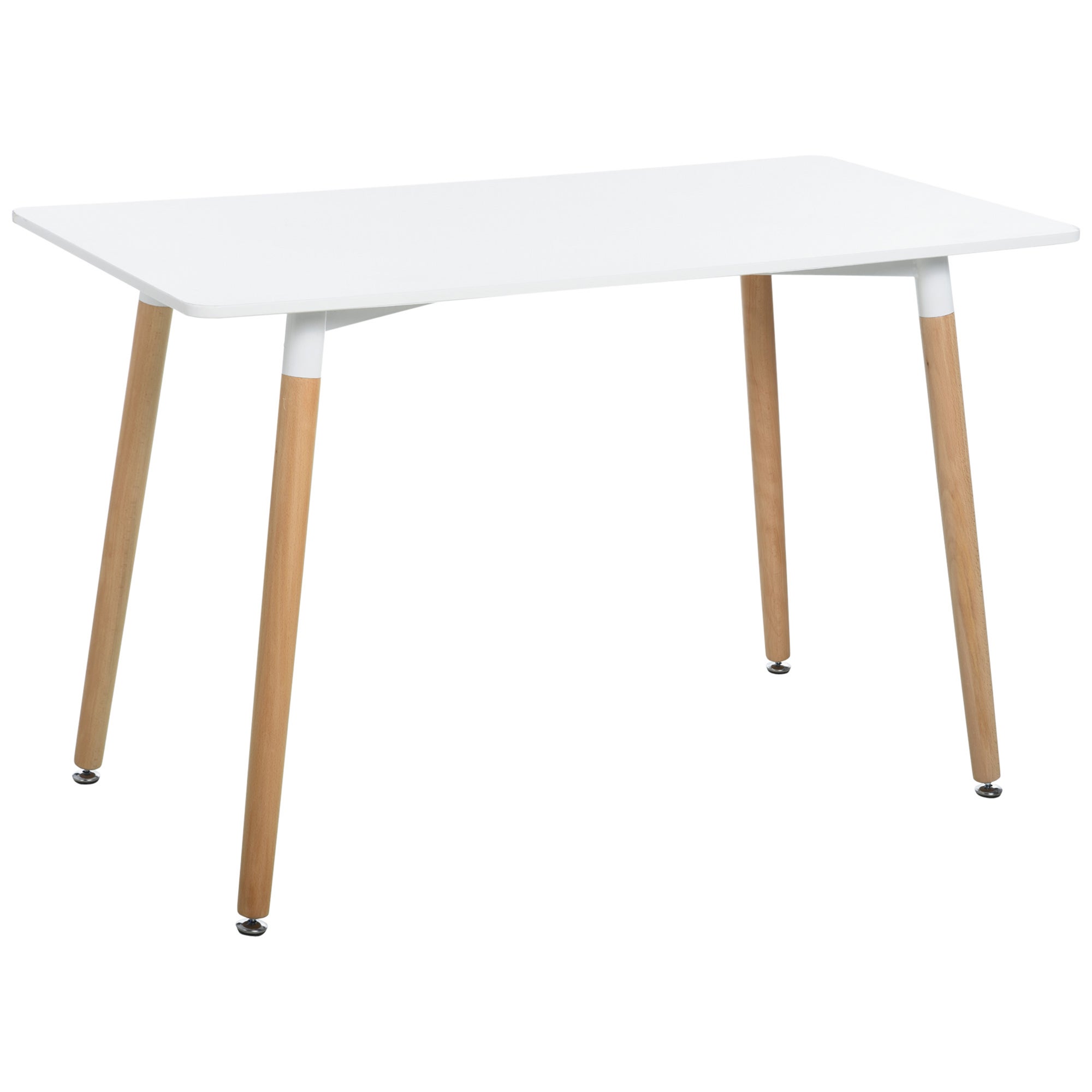 Mesa de comedor homcom blanco 120x60x75 cm metal y madera de haya