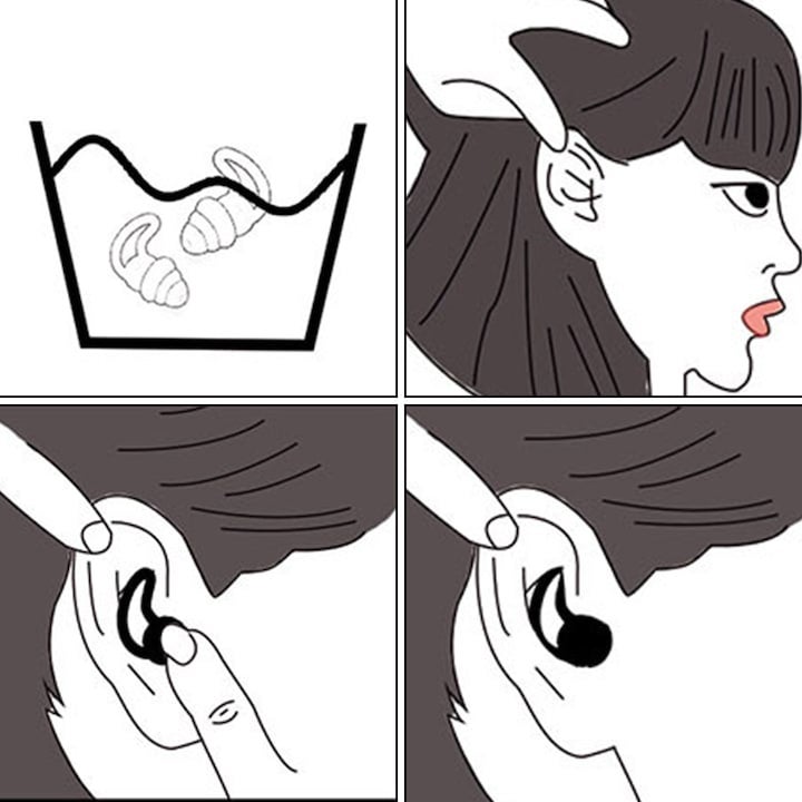 2 x bouchons d'oreilles en nano silicone lavables à 3 couches pour la réduction du bruit du sommeil noir - 4