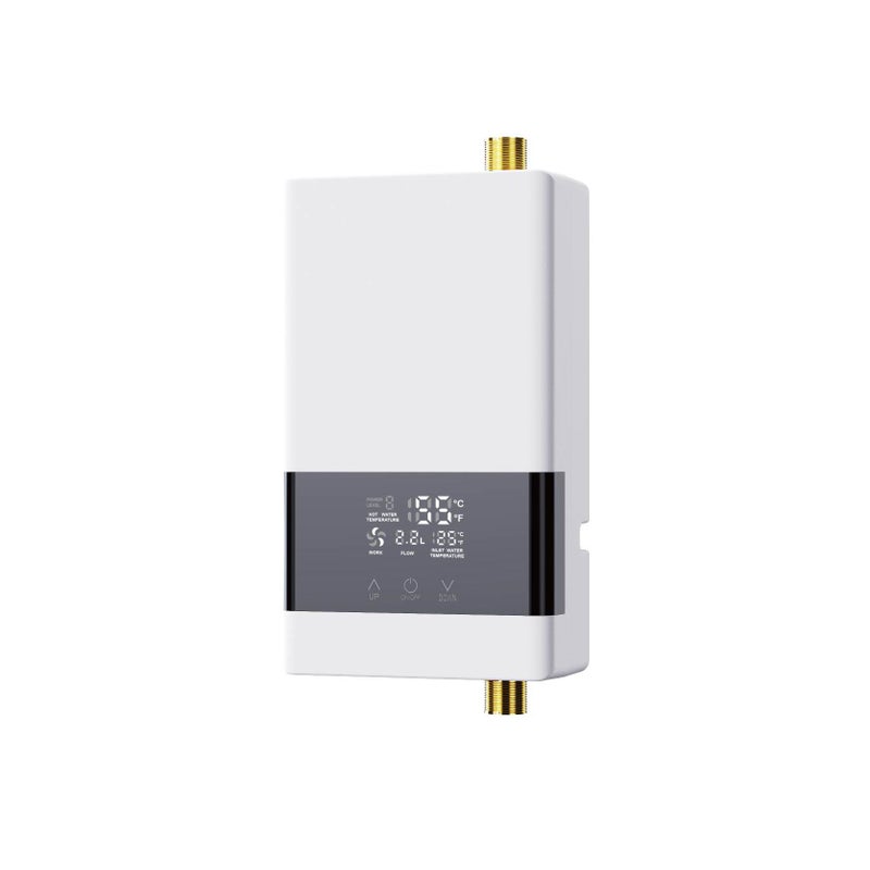 Przepływowy podgrzewacz wody bez zbiornika - 6000 W 220 V - Ekran dotykowy LED - Z pilotem - Nadaje się do pryszniców, zlewów kuchennych - Biały