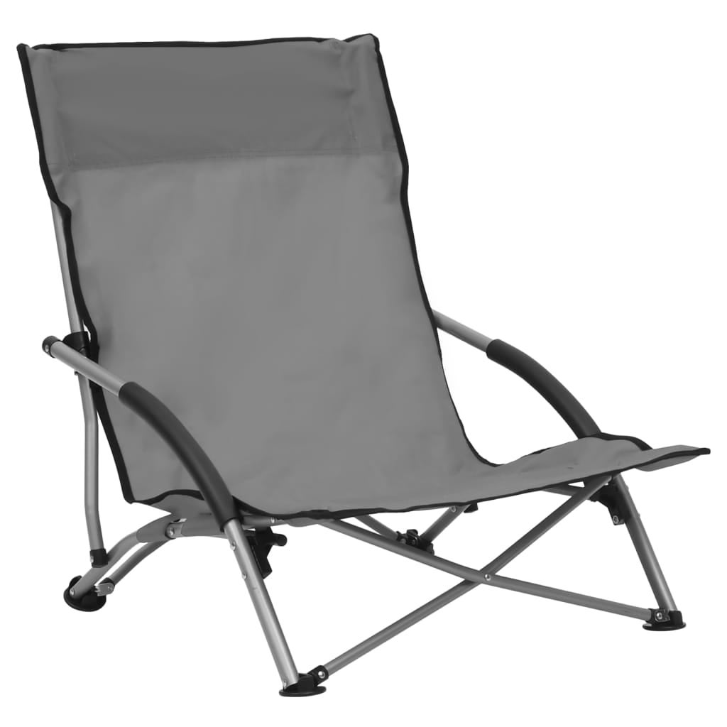 vidaXL Chaises de plage pliables lot de 2 Gris Tissu - 2