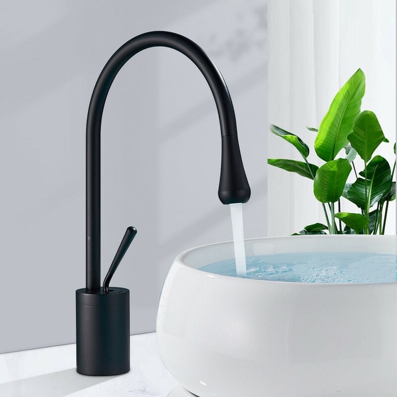 Bateria umywalkowa ze stali nierdzewnej, wysoka bateria umywalkowa, elegancka bateria umywalkowa do łazienki i umywalki, czarna