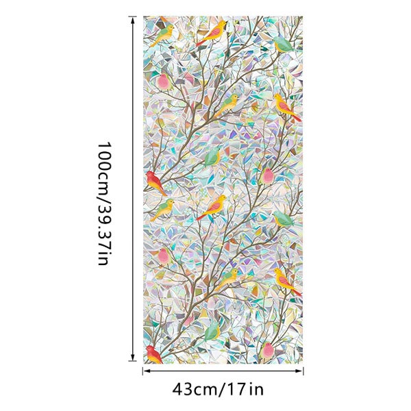 2 pellicole per finestre in vetro colorato 3D per privacy, adesivo statico, senza colla, adesivo statico, decorazione arcobaleno, 45 x 100 cm
