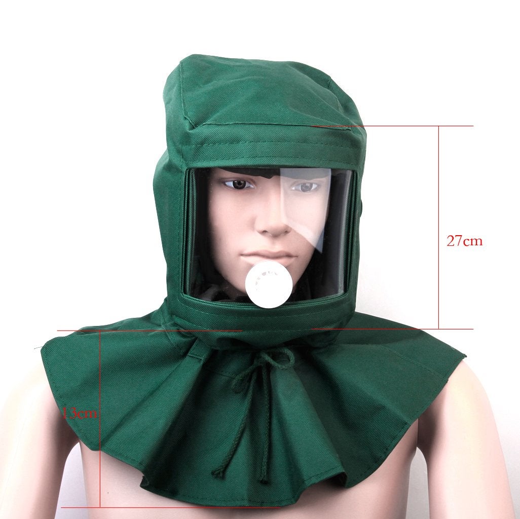 écran Facial Protecteur Cagoule sablage Masque intégral poussière matières dangereuses Sable dynamitage Chapeau ponçage Peinture en aérosol Couvrir - 3