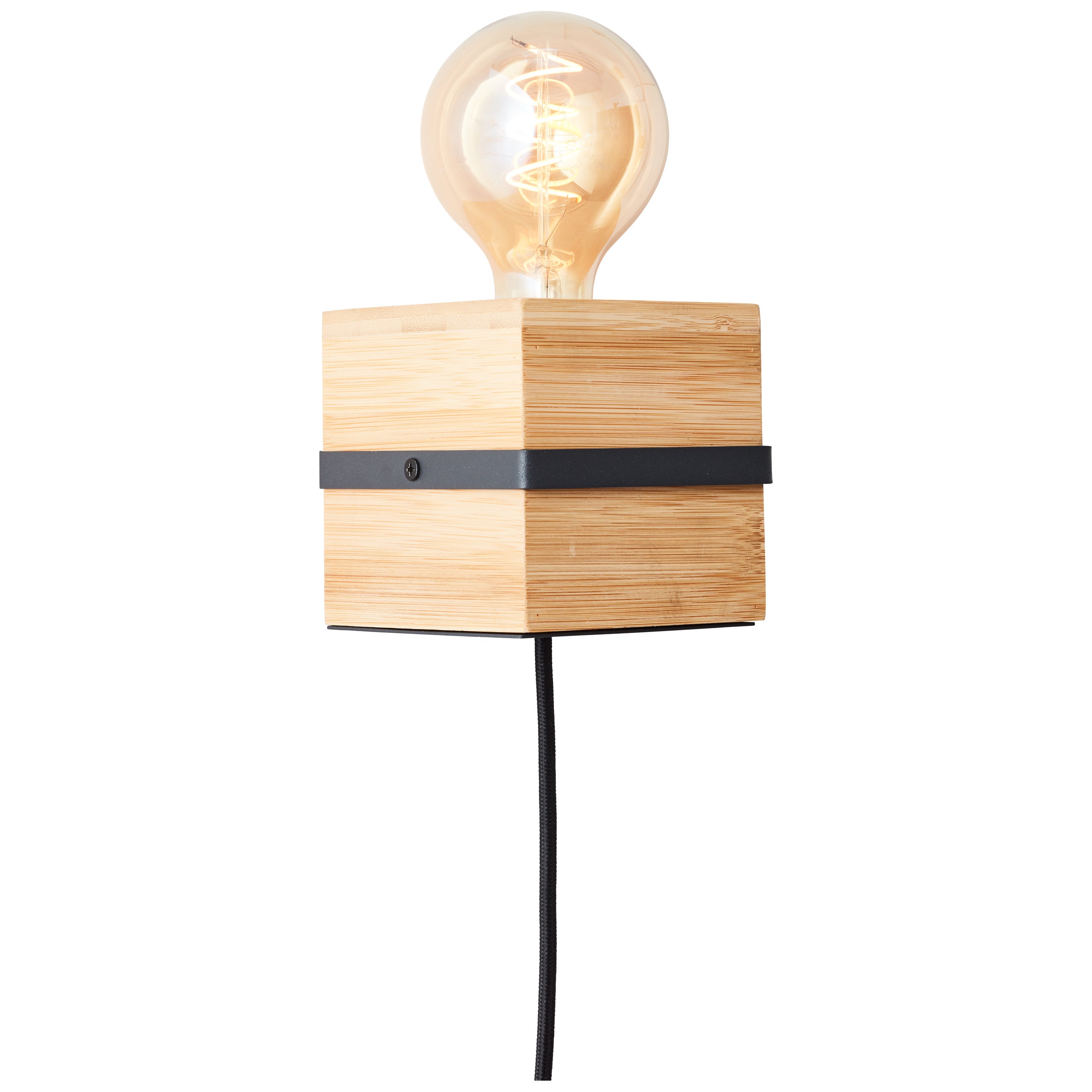 Brilliant lampa ścienna Benny czarny mat/naturalny brąz aluminium 1x A60, E27, 40 W