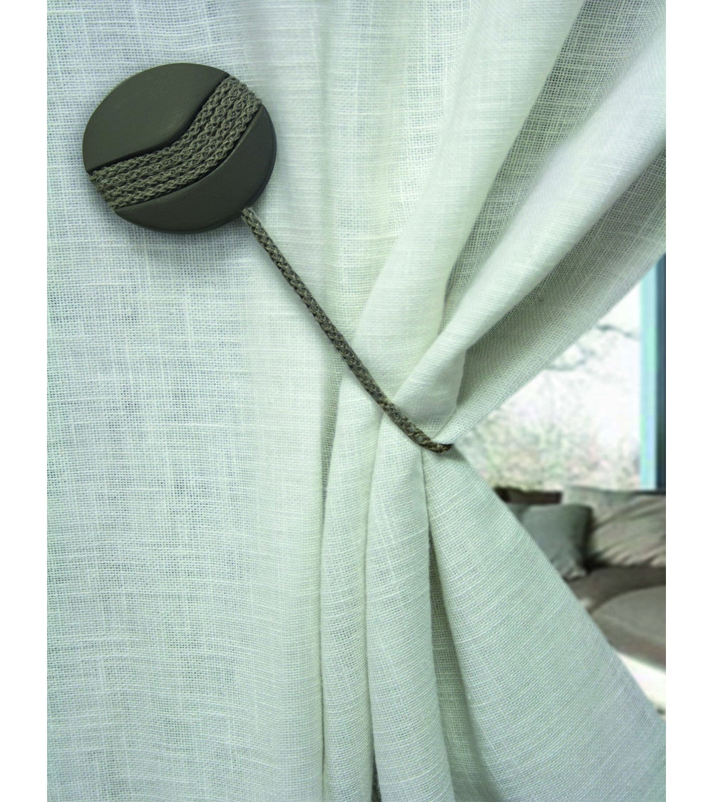 Zliger 4 Pièces Embrasses Rideaux Magnétiques En Coton Naturel Tissé Main - Carré Magique Moyen Beige Foncé - Fixation Facile Sans Percer