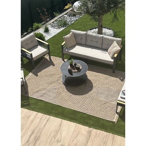 Tapis extérieur effet intérieur jute feuille beige CASSIS 96 Beige - 160x230 cm