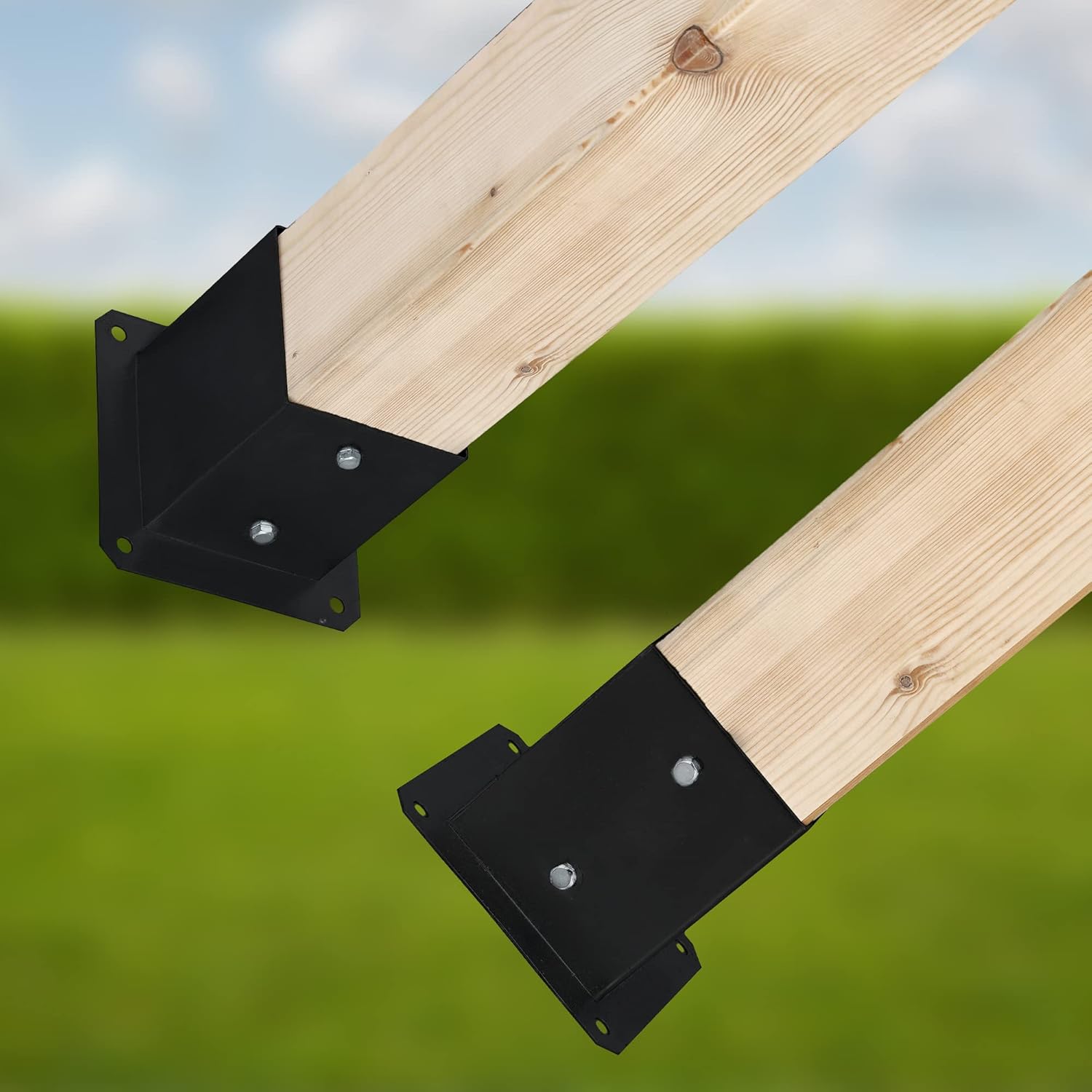 Support de poteau à fixer 70 x 70 mm en acier galvanisée - Pied de poteau carré noir - KOTARBAU - 7