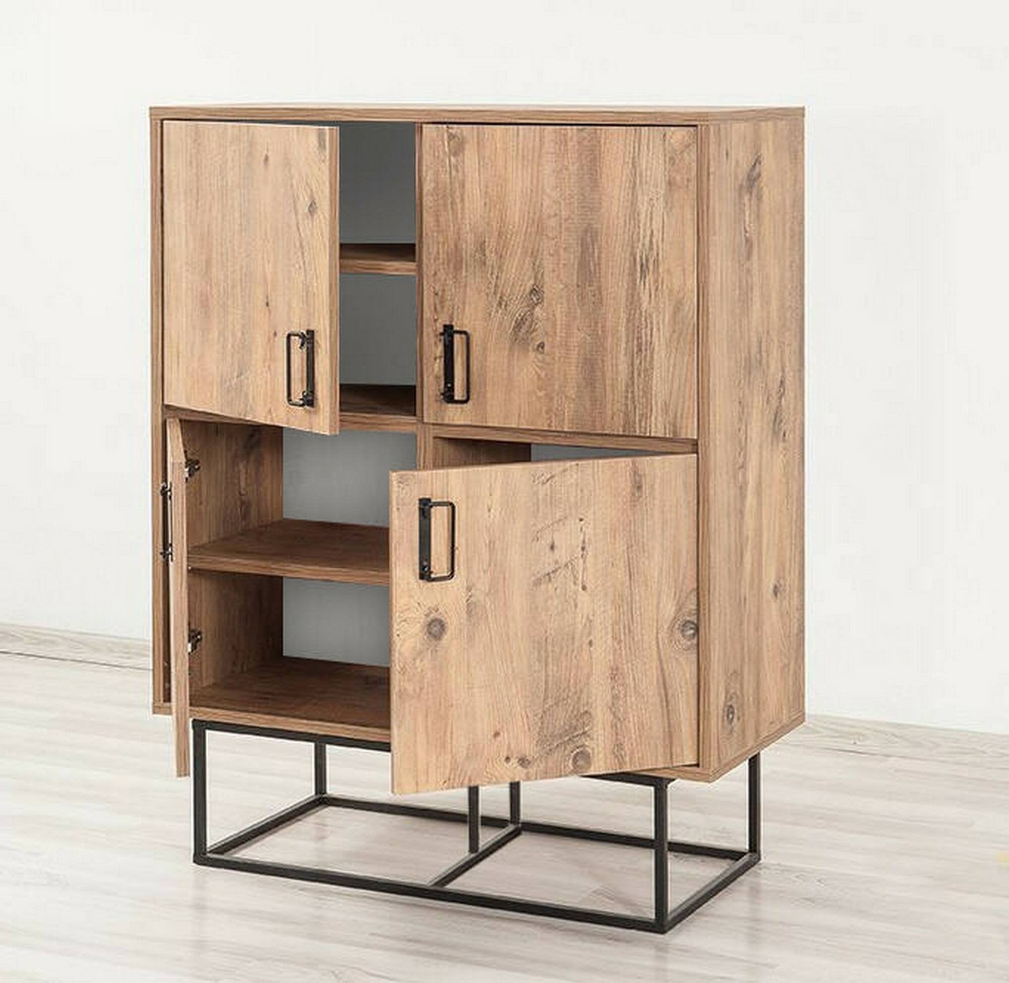 Credenza Katmandu, Buffet da soggiorno, Madia da salotto, Dispensa da cucina, 93x36h115 cm, Quercia e Nero - 5