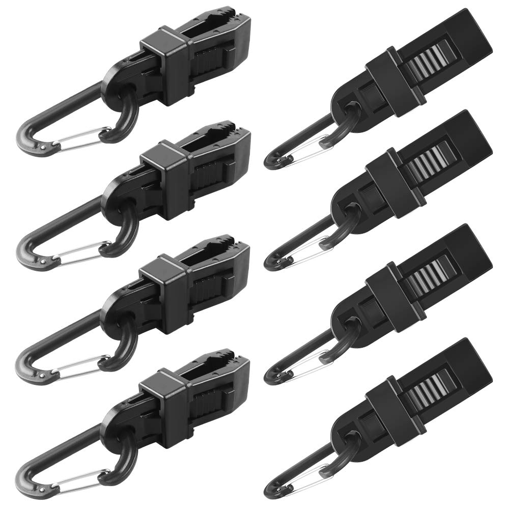 Klips do plandeki namiotowej, 8 sztuk, wytrzymały, do kempingu, z solidnym zamkiem, 8,5 x 3 cm