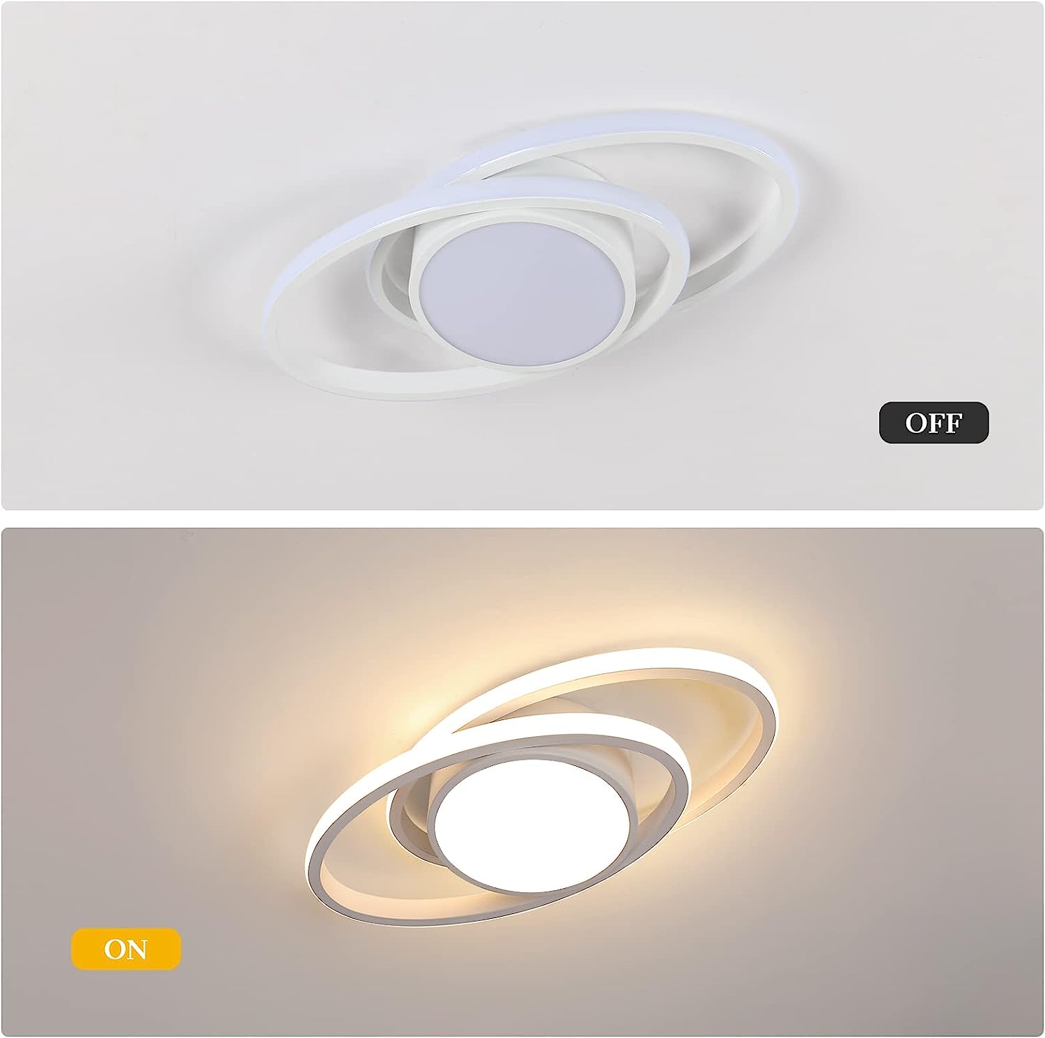 GOECO Plafonnier LED, Luminaire Plafonnier Chambre, 42W 4000lm, Rond Lampe de plafond Moderne pour Chambre Salon Cuisine, Dia 40cm (Elliptique, Blanc) - 6