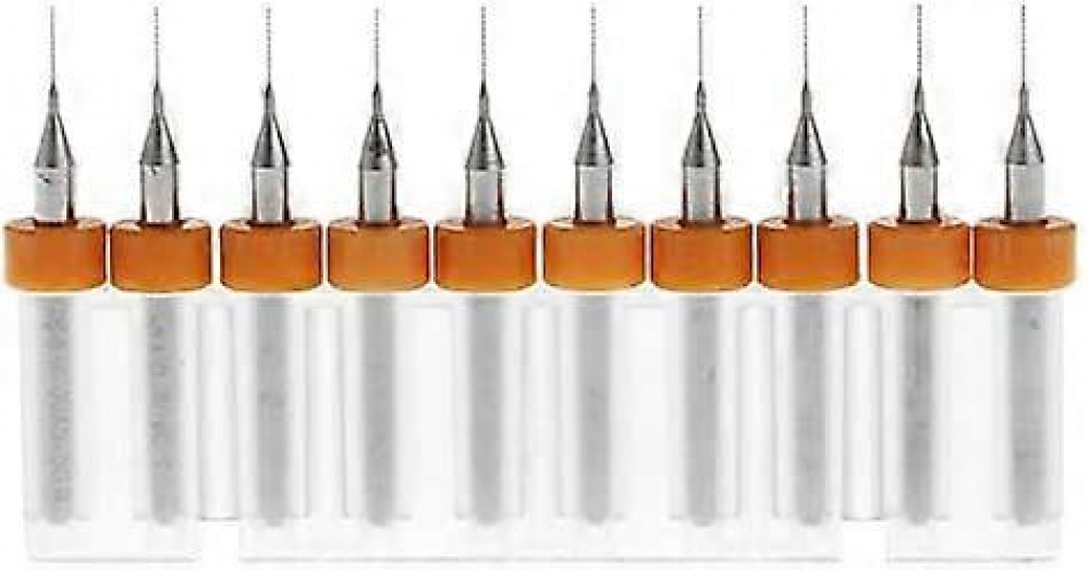 Zestaw 10 frezów obrotowych z węglika wolframu 0,5 mm, trzpień 2,5 mm 1/8" do PCB, Dremel, biżuterii, CNC, metali miękkich