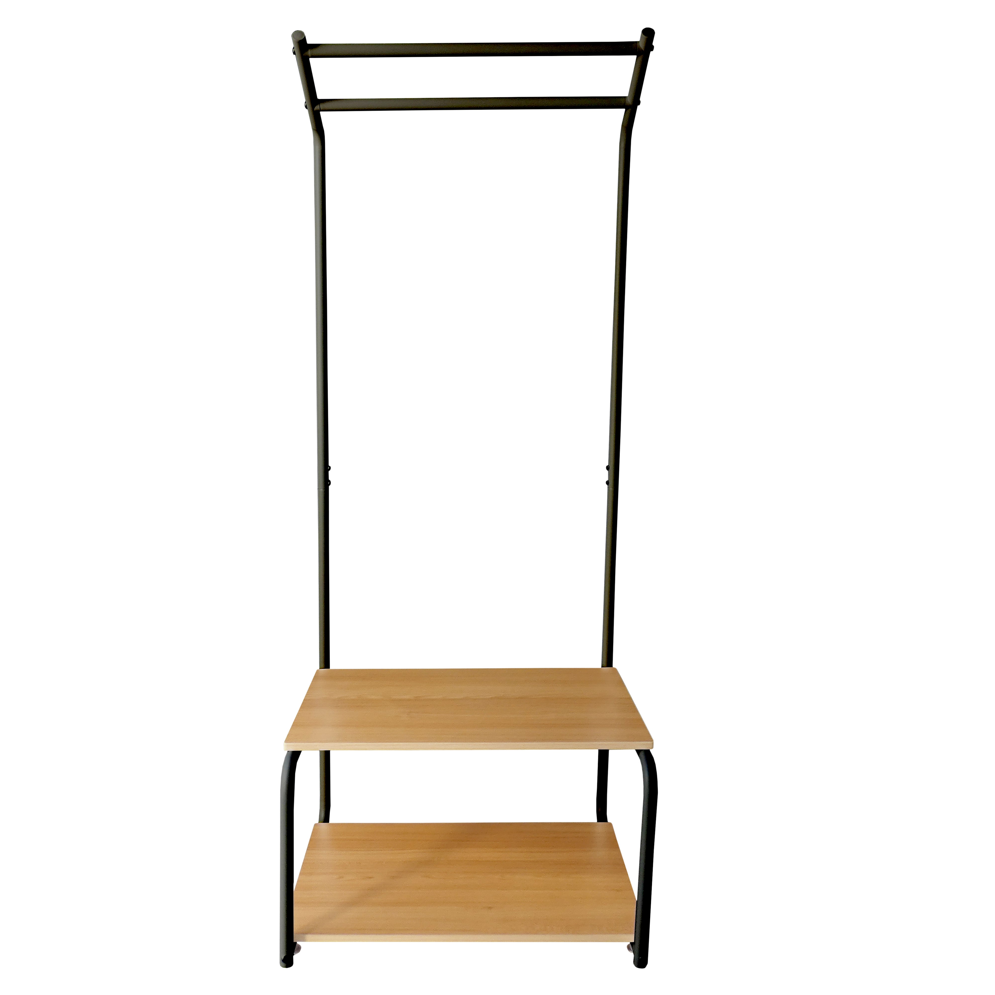 Portemanteau Metal Entrée Hall 2 Etagères 2 Barres Supérieures Noir Nyana Home - 3