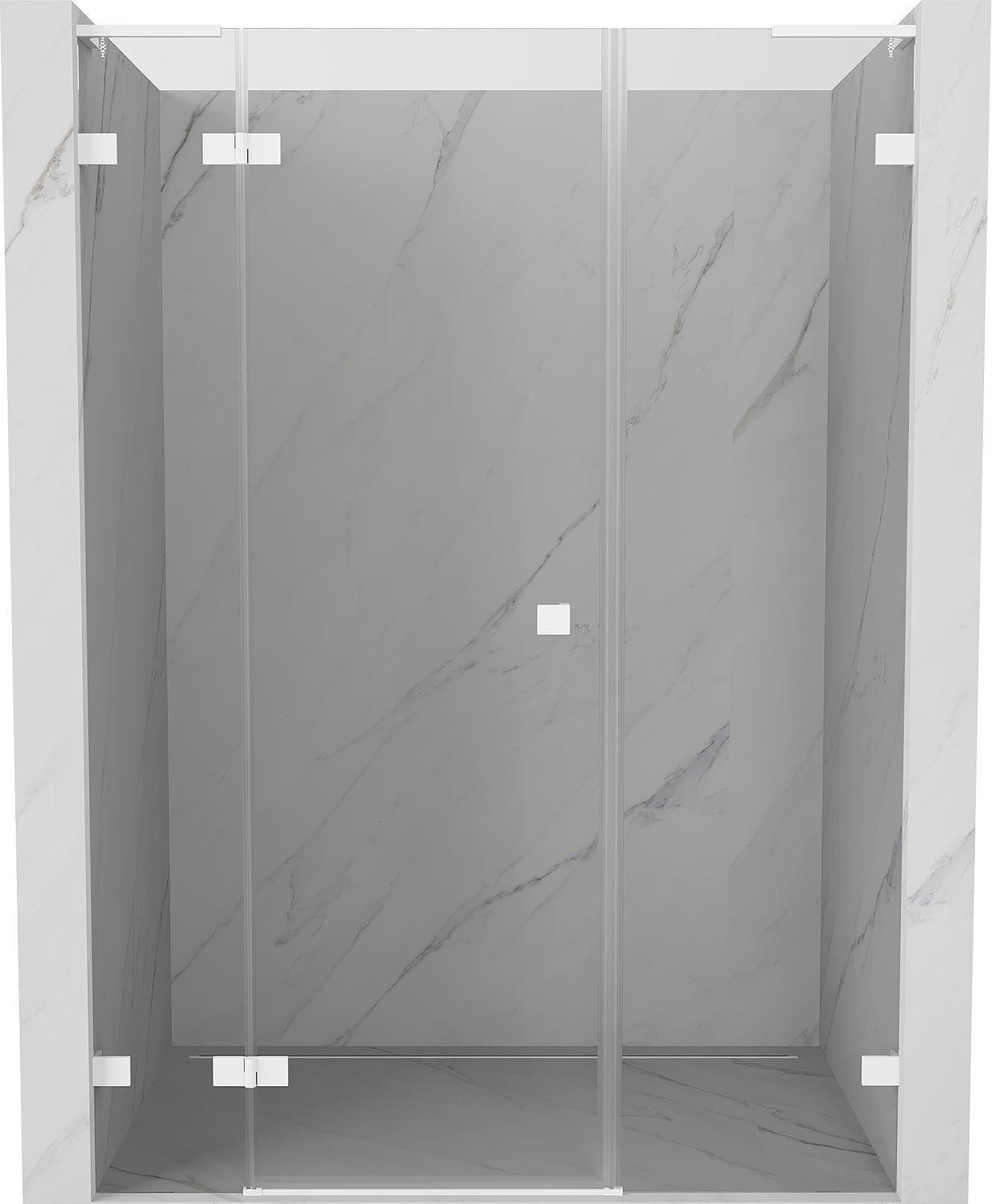 Mexen Lunar L drzwi prysznicowe uchylne lewe 120 cm, transparent, białe - 834SL-120-050-20-00-L