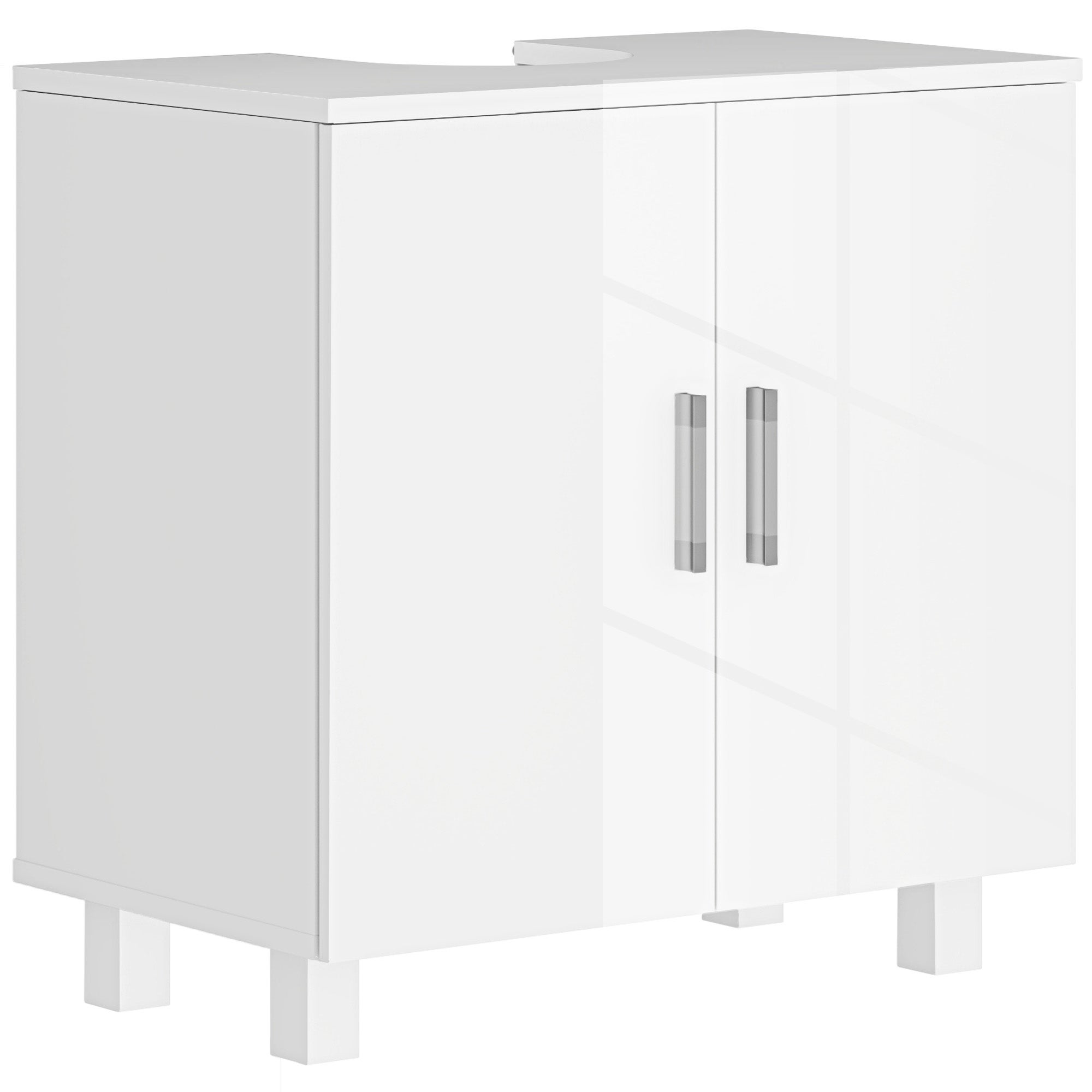 Leroy Merlin Bathroom Under Sink Cabinet For Basin Without Or With Pedestal, High Gloss White Blanco/Plateado 