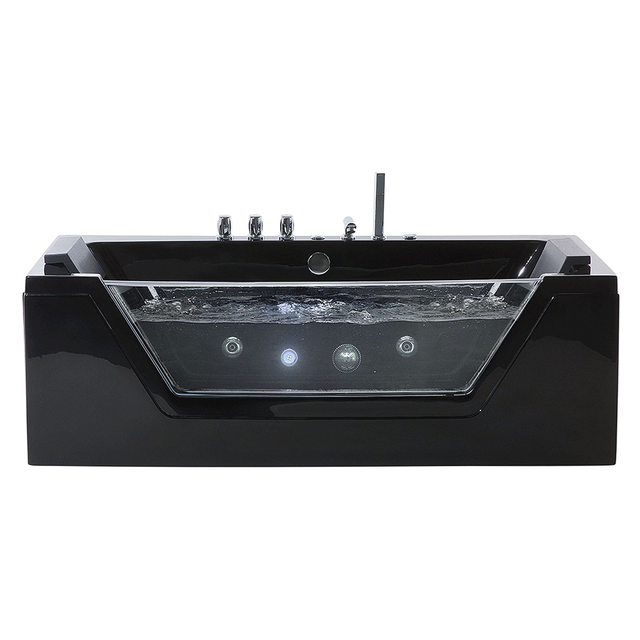 Baignoire d'angle à remous avec LED SAMANA 153 x 71 cm Noir
