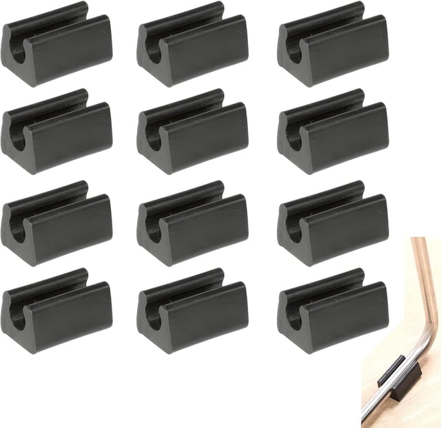 12pcs Patin Pied Chaise Tube Bouchon Protection Plancher Meuble Forme U,Chaise Jambe Caps Silicone Tube Pince (10mm,Schwarz)