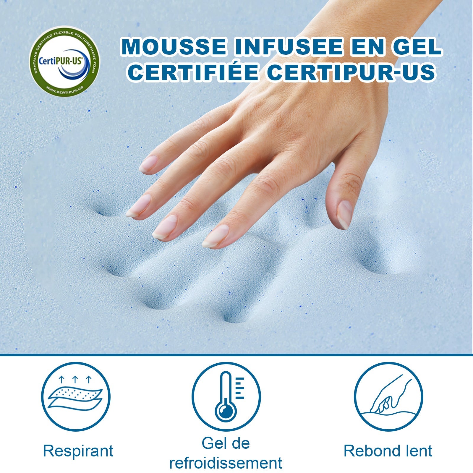 DEWINNER Matelas double pour adultes, 140 x 190 cm, épaisseur 17 cm (mousse à mémoire de forme + fibres de charbon de bambou) - 9