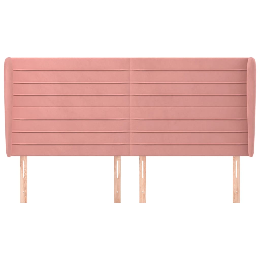 Cabecero，Cabecero de cama，Panel de Cabecera con orejas de terciopelo rosa 183x23x118/128 cm CFW91360 - 3