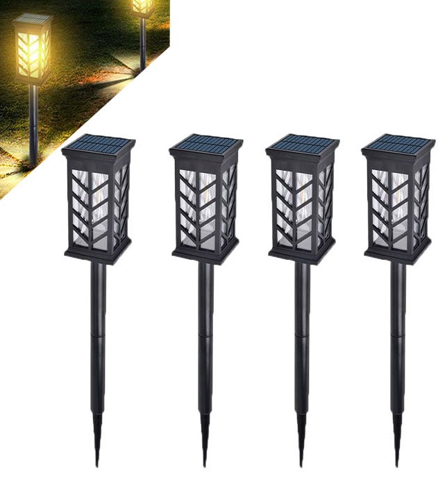 Zestaw solarnych lamp ogrodowych wodoodporne lampy do mocowania w ziemi oświetlenie krajobrazowe odpowiednie do trawników i alejek ciepłe światło