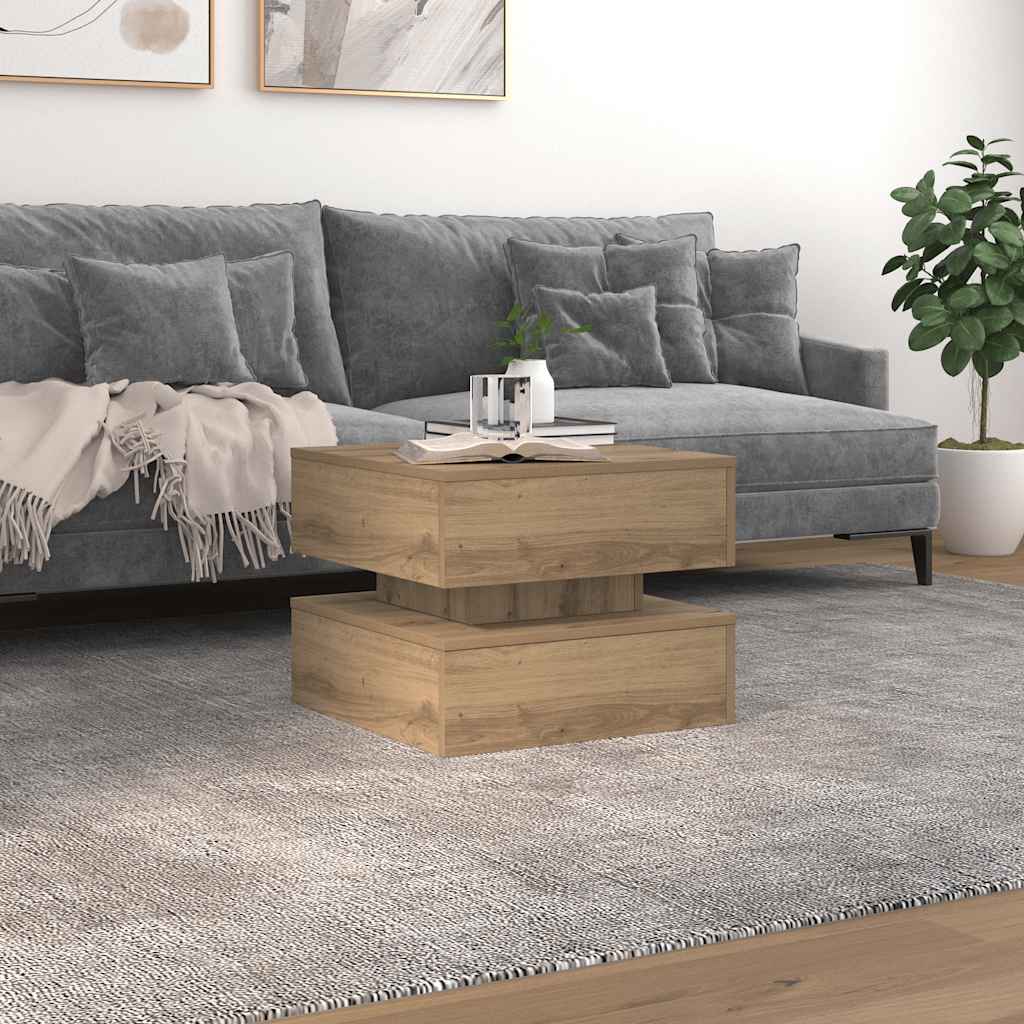 Stolik kawowy z oświetleniem LED, dąb artisian, 50x50x40 cm vidaXL