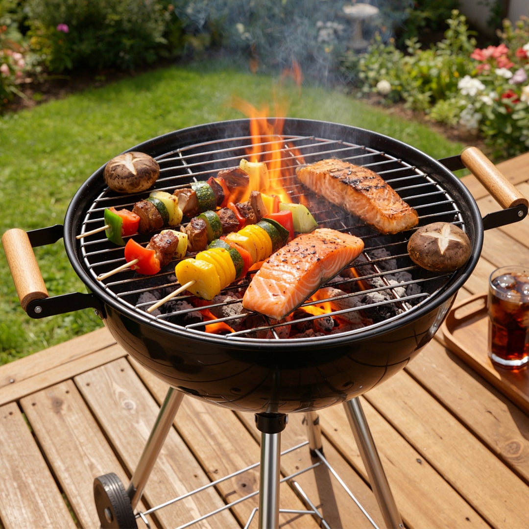 Okrągły ruszt, 55 cm grill ze stali nierdzewnej, akcesoria ogrodowe, odporny na warunki atmosferyczne