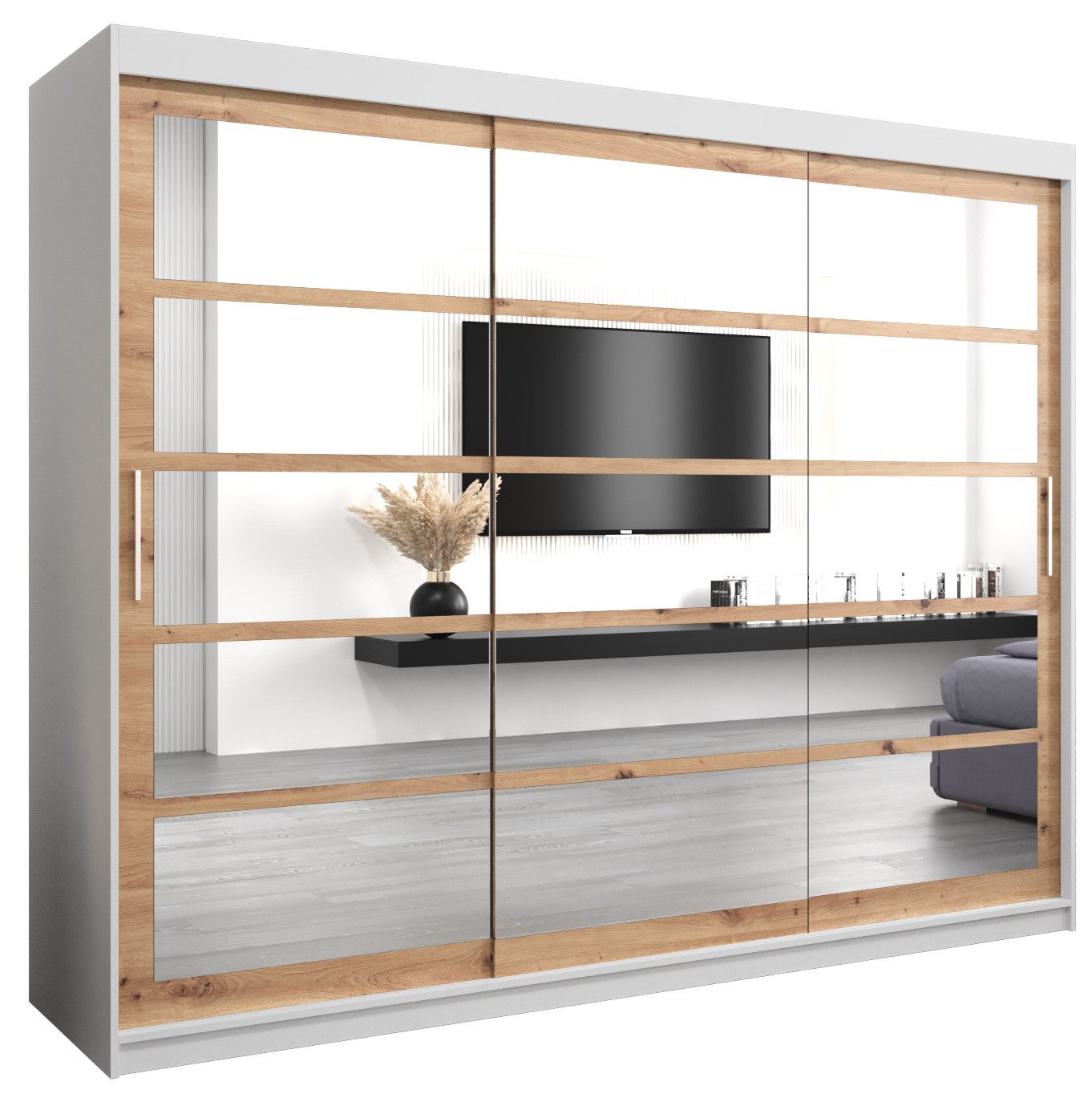 Szafa przesuwna garderoba ROMA 2 250 x 62 x 200 cm Biały + Artisan - Abiks Meble