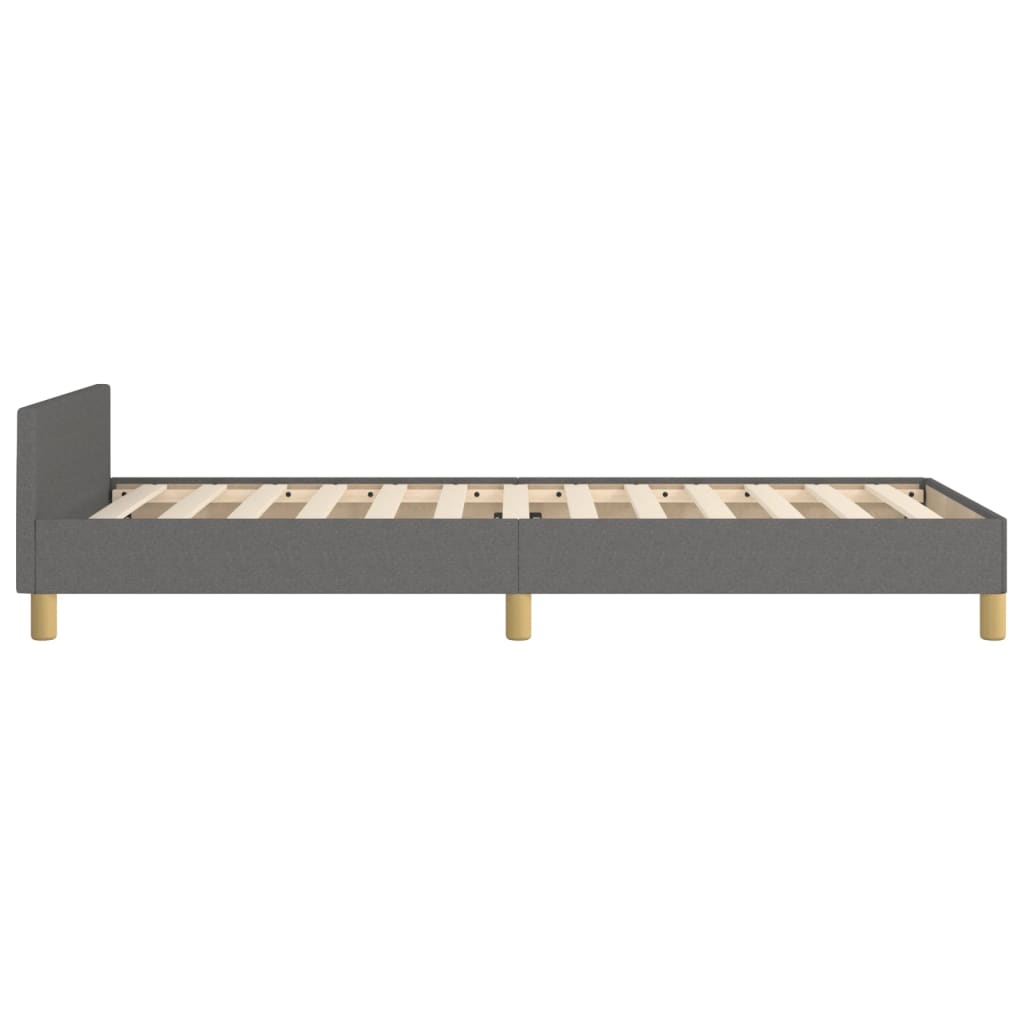 Cadre de lit sans matelas gris foncé 100 x 200 cm tissu - 7