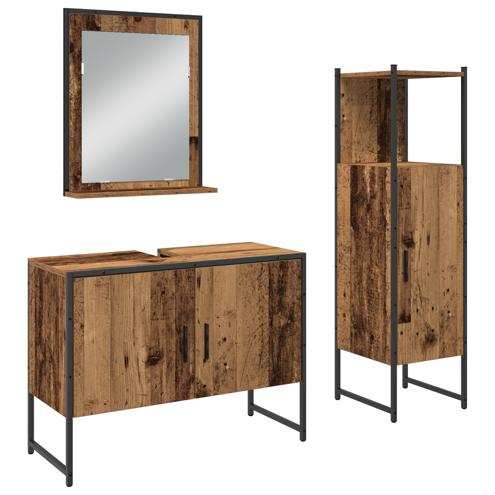 Conjunto de muebles de baño de 3 uds de en madera vieja cfw69600