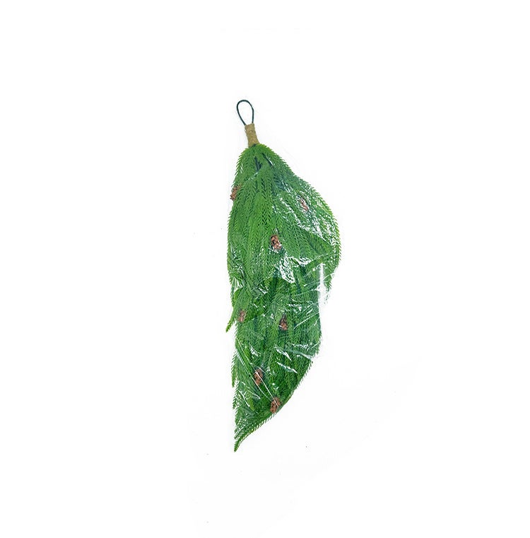 Décoration d'aiguille de pin artificielle simulée, 5 pièces, pomme de pin verte, colle douce, rotin suspendu au mur, 67cm - 4