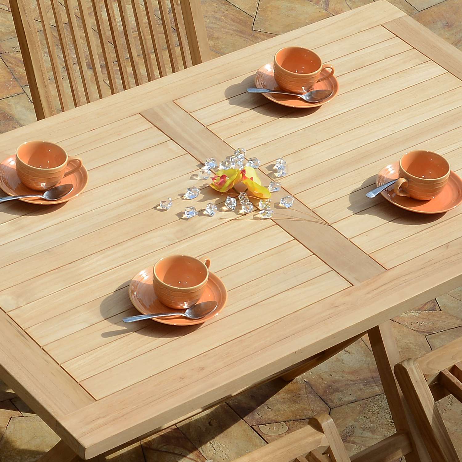 Table à manger de jardin rectangulaire en Teck Marron 10 places - 4