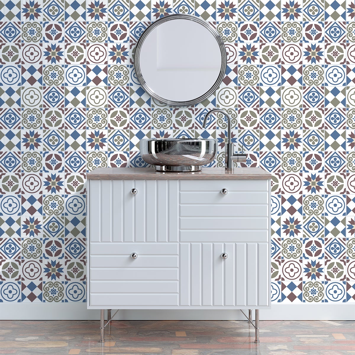 30 vinilos baldosas de cemento azulejos victisia - adhesivo de pared - revestimiento sticker mural decorativo - 30stickers10x10cm